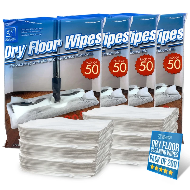 Pack of 200 Disposable Microfibre Electrostatic Floor Cloths For Flat Swivel Mop Multi Fitting Cleaning Wipes - 21cm x 29cm Fits Most Mops Like Swiffer Etc By The Dustpan and Brush Store ®