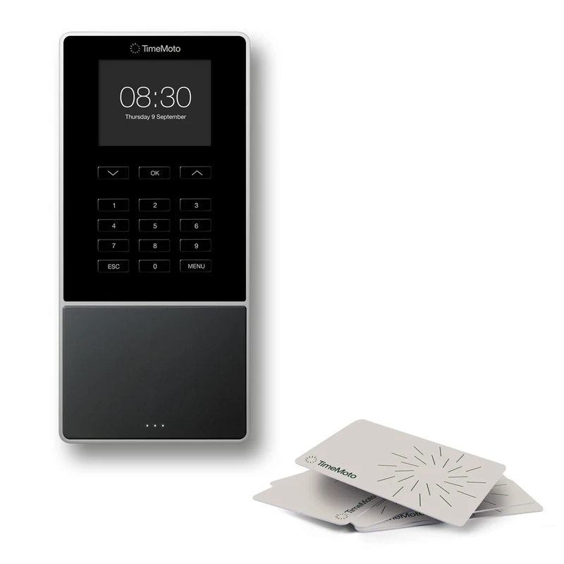 TimeMoto TM–616 Employee Time Clock With RFID and PIN Punching, Office Time Card Machine For Up to 200 Users, Clocking, Scheduling, Timesheets, Reports, Wi-Fi, App for iOS/Android, 3-Year Warranty