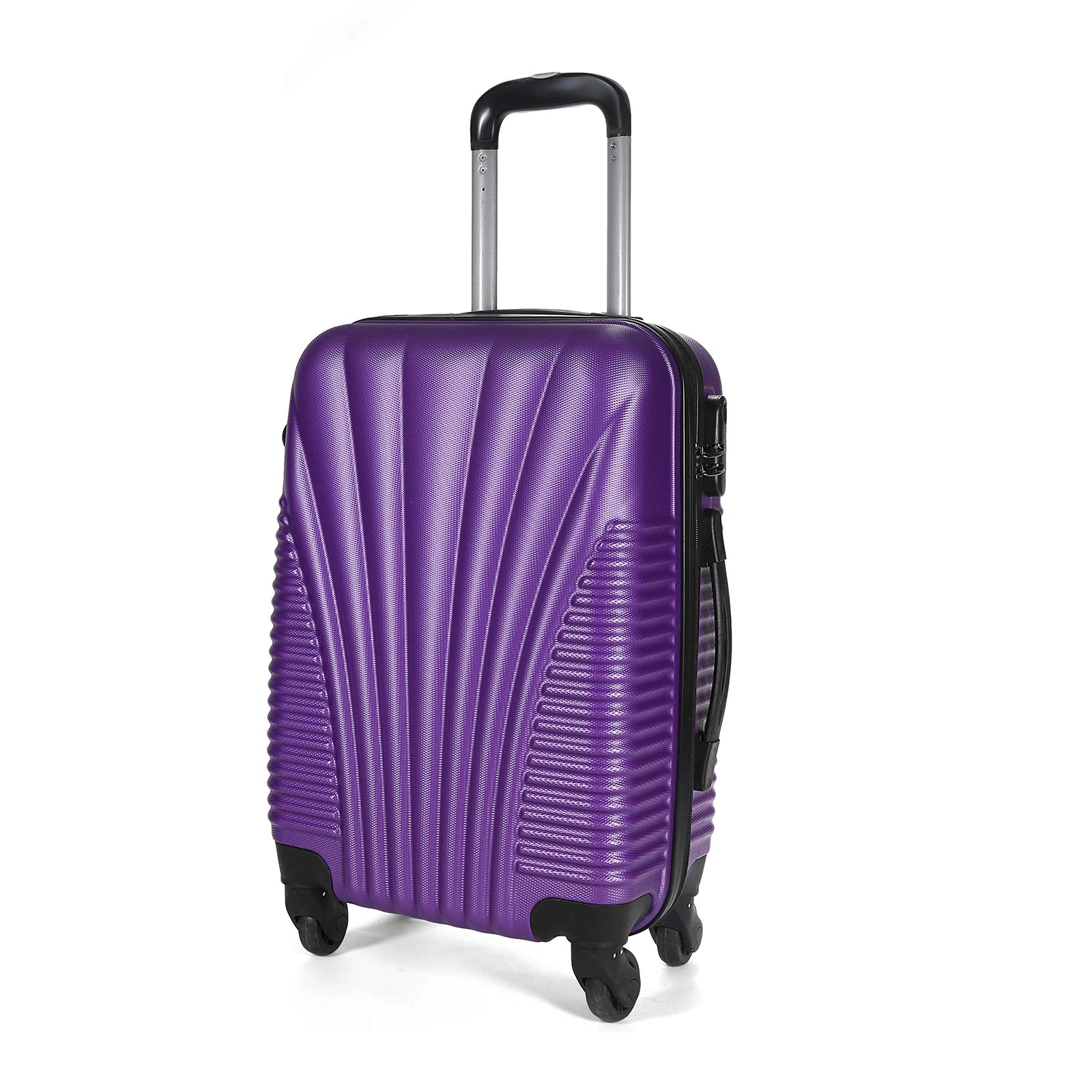 SA Products Cabin Suitcase - Hardshell Airline-Approved Luggage Bag for Travel - Cabin Bag with Inner Pockets, Extendable Top Handle, Side Handle, 4 Spinner Wheels, Lock - 55x22x38cm, 35L, Purple