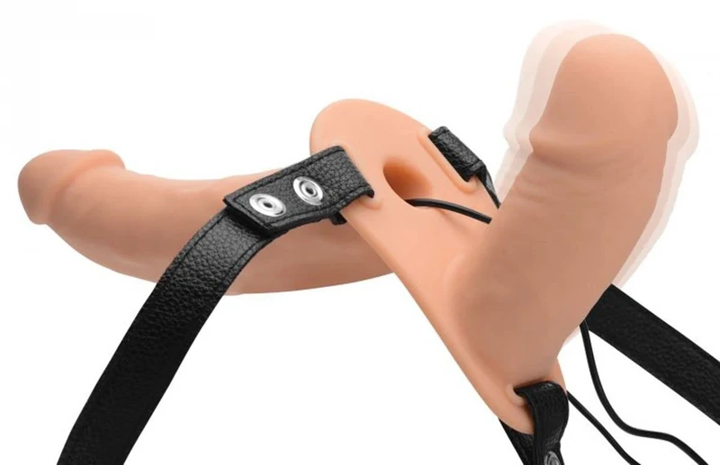 Power Pegger Silicone Vibrating Double Dildo with Harness