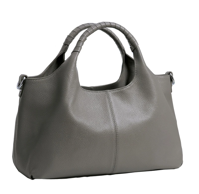 Iswee Genuine Leather Shoulder Bags Purses and Handbags for Women Satchel Designer Cross Body Hobo Medium Size Tote, Gray, Medium - Image 1