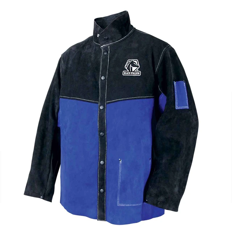 Black Stallion unisex baby revco bsx leather welding jacket blue size large, Black, Large US