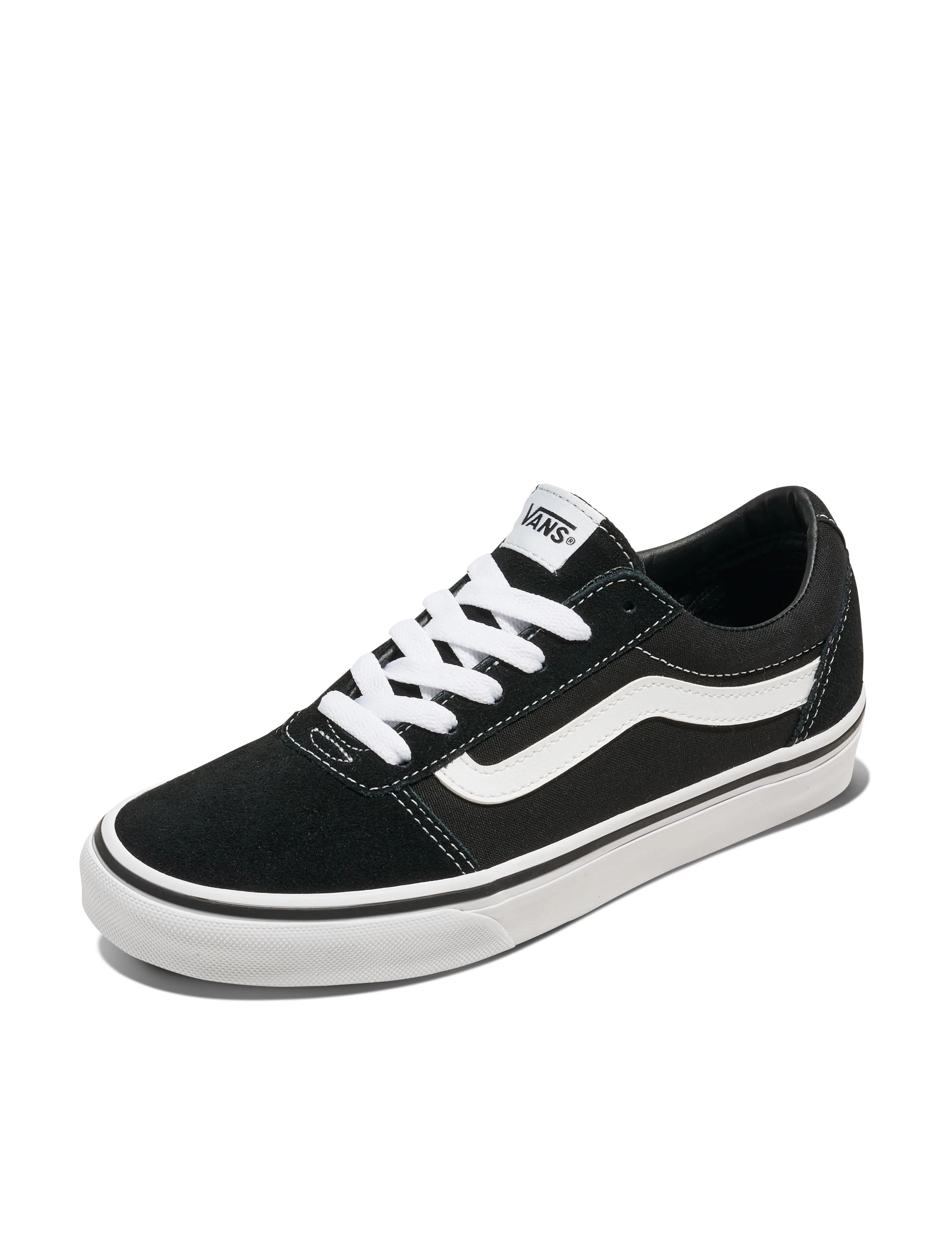 Womens Vans Size 7, Ward Sneaker Black & White Suede Canvas Lace Up Shoes, Low Top Ladies' Trainers, Lightweight Sports Shoes by Vans Active Wear Range (7 UK)