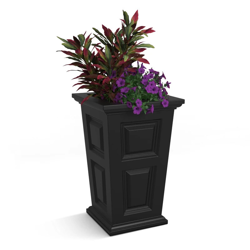 Mayne Planter, (PE) High Density Polyethylene (HDPE) Plastic Resin, Black, 1 Pack