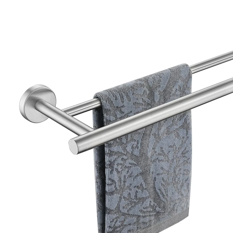 JQK Bath Towel Bar, 24 Inch Stainless Steel Double Towel Rack for Bathroom, Towel Holder Brushed Wall Mount