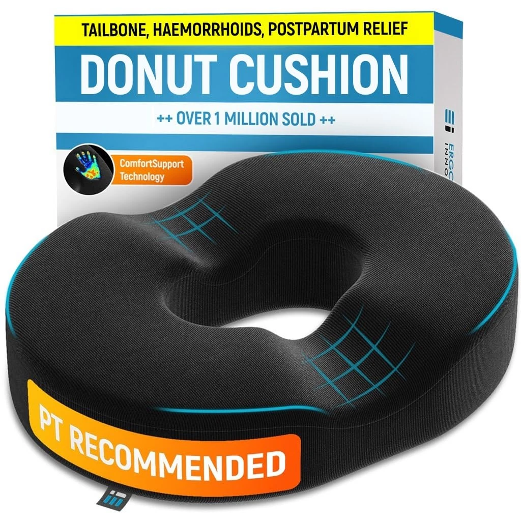 Donut Cushion for Coccyx Pain & Pressure Relief, Coccyx Cushion for Tailbone Pain and Hemorrhoids, Donut Pillow, Pressure Cushions for Bottom, Office Chair, Wheelchair, Sciatica, Postpartum Pregnancy