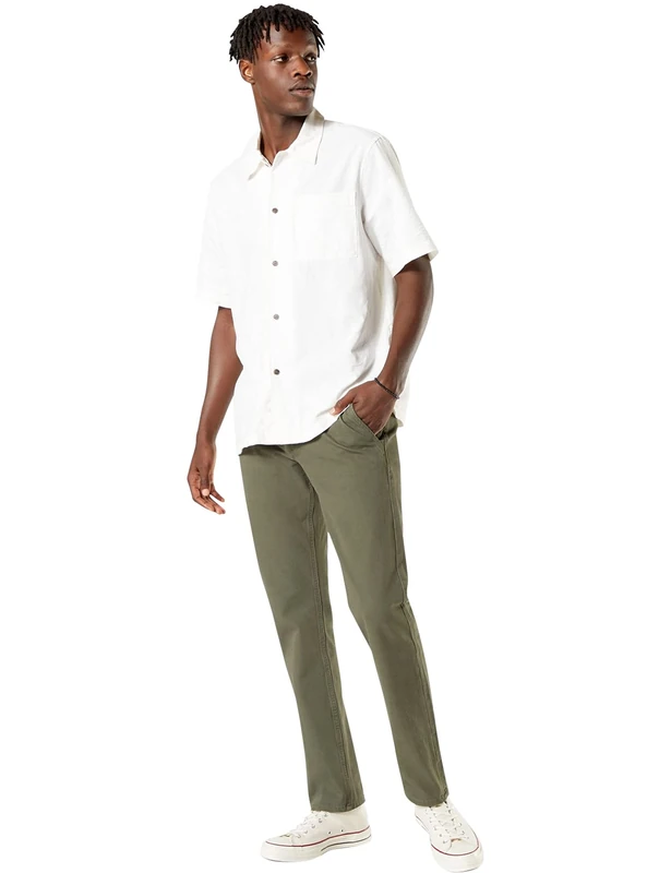 Dockers Men's Smart 360 Flex Alpha Slim Pants, Green (Dockers Olive 0001), 28W / 32L