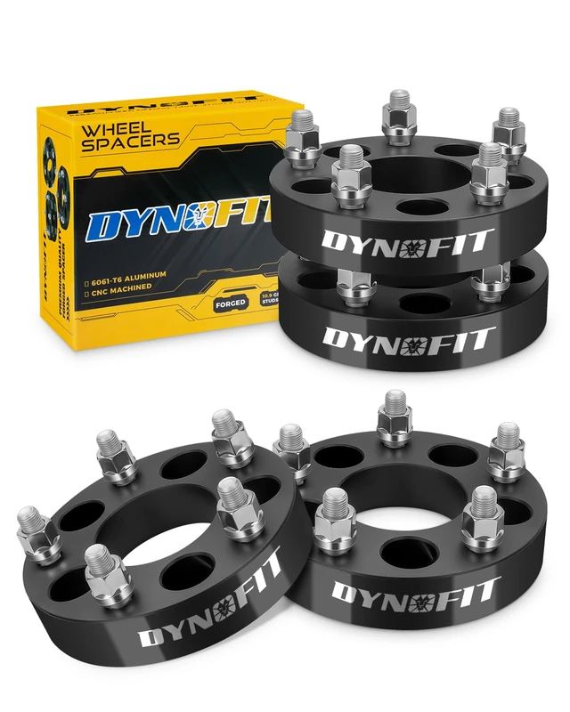 Dynofit 5x4.5 to 5x5 Wheel Adapters 4PCS for Je-ep Jk Wk Wj Xk Wheels on Tj Yj Kk Xj Mj Kj Zj, 5x114.3mm to 5x127mm 1.25" Forged Conversion Wheel Adapters 1/2" Thread, Bolts Pattern Changed Spacers