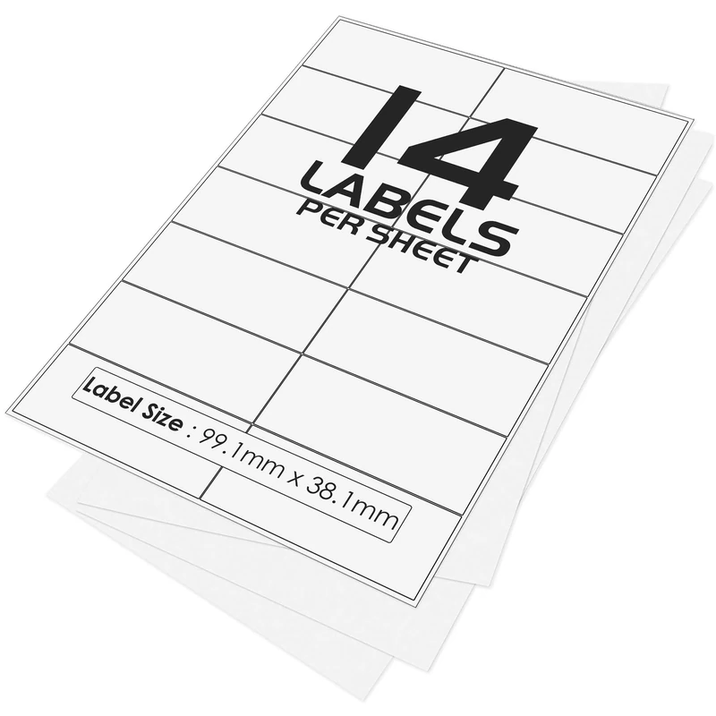 14 Per Page/Sheet, 1000 Sheets (14000 Sticky Label), iSOUL White Blank Matt Self-Adhesive A4 Address Shipping Labels Stickers, Laser Inkjet compatible L7163/J8163 Printer Paper, 99.1 X 38.1mm JAM FREE
