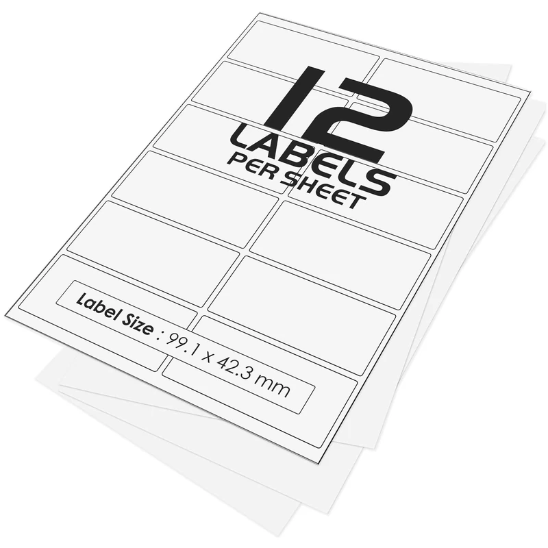 12 Per Page/Sheet, 1000 Sheets (12000 Sticky Label), iSOUL White Blank Matt Self-Adhesive A4 Address Shipping Labels Stickers, Laser Inkjet Compatible L4743REV-25 Printer Paper, 63.5 X 72 mm JAM Free