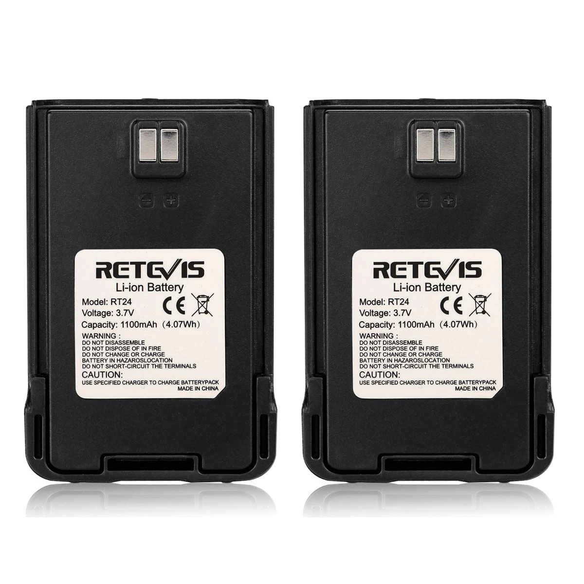 Retevis RT24 Walkie Talkie Battery Original Li-Ion Battery 3.7V 1100mAh RT24 Two Way Radio (2 Pack)