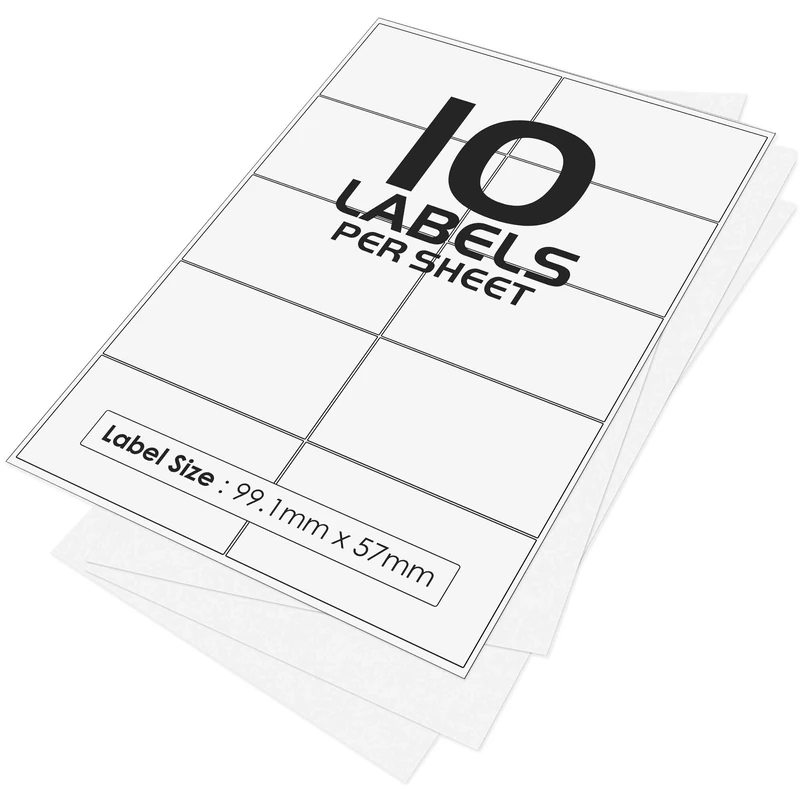 10 Per Page/Sheet, 1000 Sheets (10000 Sticky Label), iSOUL White Blank Matt Self-Adhesive A4 Address Shipping Labels Stickers, Laser Inkjet Compatible L7173/J8173 Printer Paper, 99.1 X 57 mm JAM Free