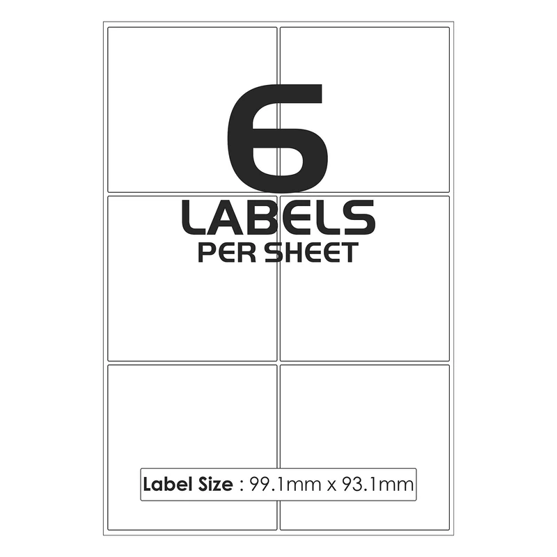 6 Per Page/Sheet, 1000 Sheets (6000 Sticky Label), iSOUL White Blank Matt Self-Adhesive A4 Address Shipping Labels Stickers, Laser Inkjet Compatible L7166/J8166 Printer Paper, 99.1 X 93.1 mm JAM Free