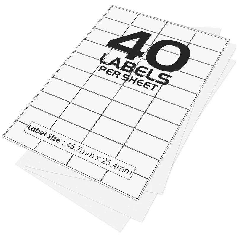 40 Per Page/Sheet, 1000 Sheets (40000 Sticky Label), iSOUL White Blank Matt Self-Adhesive A4 Address Shipping Labels Stickers, Laser Inkjet compatible L7654/J8654 Printer Paper 45.7 X 25.4 mm JAM FREE