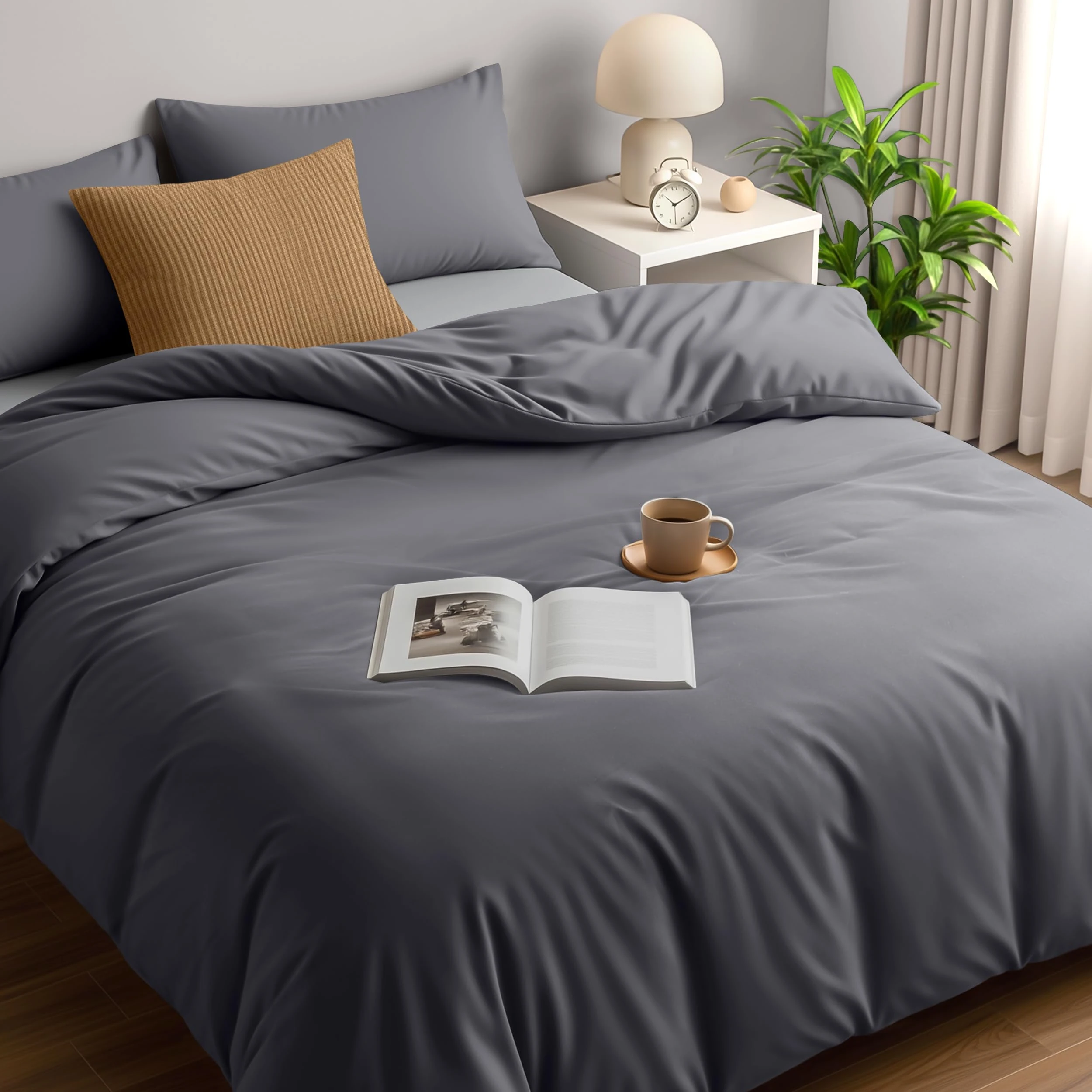 Utopia Bedding Duvet Cover Double - Soft Microfibre Polyester - Bedding Quilt Cover Set, with Pillow cases (Grey)