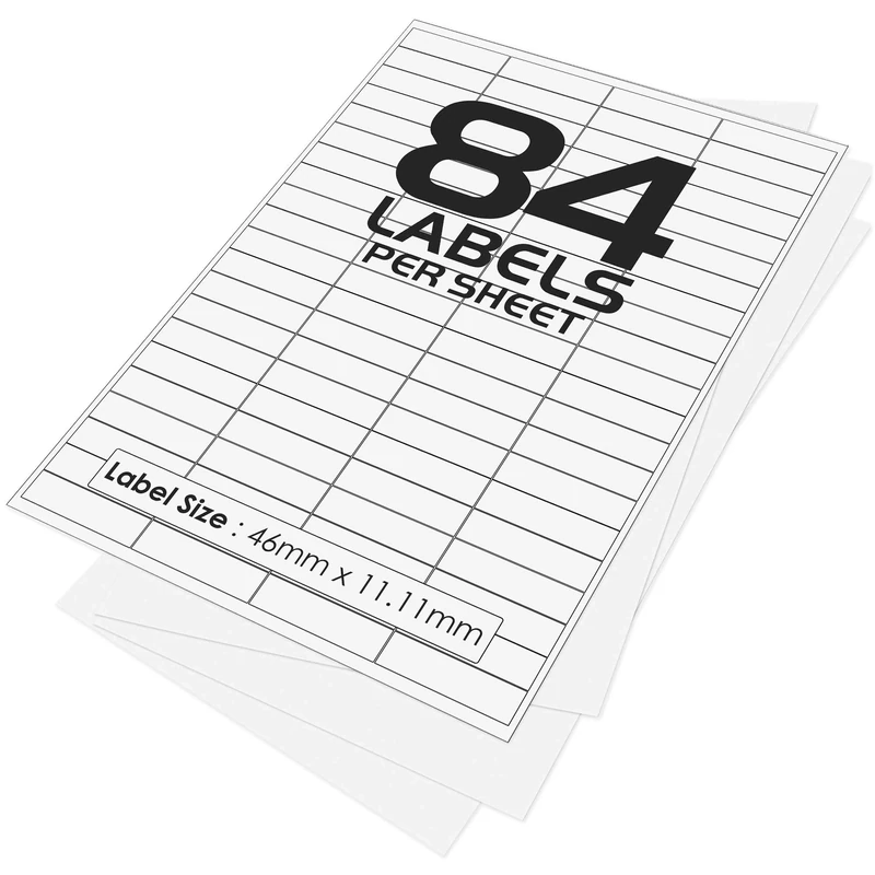 84 Per Page/Sheet, 1000 Sheets (84000 Sticky Label), iSOUL White Blank Matt Self-Adhesive A4 Address Shipping Labels Stickers, Laser Inkjet Compatible L7656/J8656 Printer Paper, 46 X 11.11 mm JAM Free