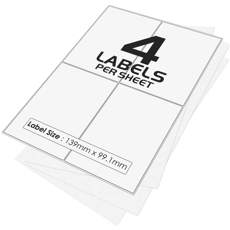 4 Per Page/Sheet, 1000 Sheets (4000 Sticky Label), iSOUL White Blank Matt Self-Adhesive A4 Address Shipping Labels Stickers, Laser Inkjet Compatible L7169/J8169 Printer Paper, 139 X 99.1 mm JAM Free