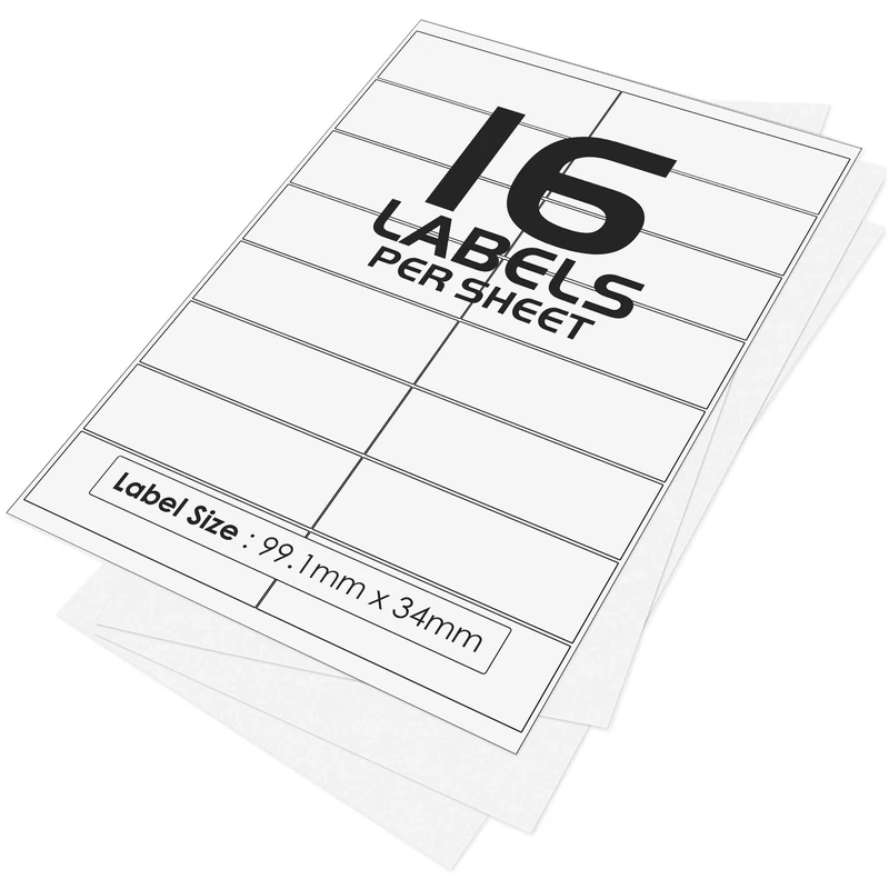 16 Per Page/Sheet, 1000 Sheets (16000 Sticky Label), iSOUL White Blank Matt Self-Adhesive A4 Address Shipping Labels Stickers, Laser Inkjet Compatible L7162/J8162 Printer Paper, 99.1 X 34 mm JAM Free