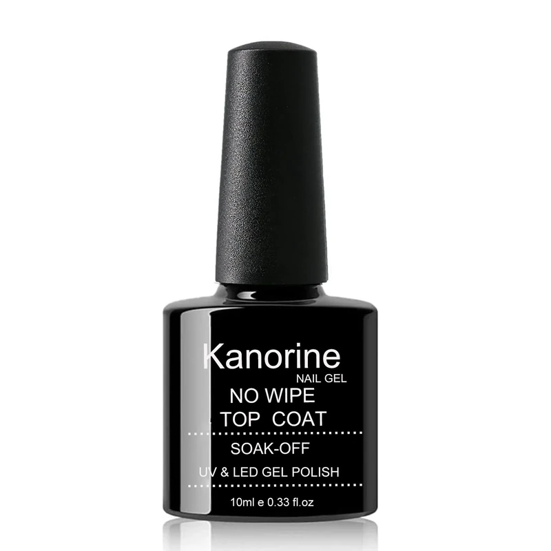 Kanorine Top Coat Gel Nail Polish, UV LED Soak-Off No Wipe TOP COAT,High Gloss Long Wearing,Cruelty Free,Vegan,Lacquer Manicure Nail Sarlon Art