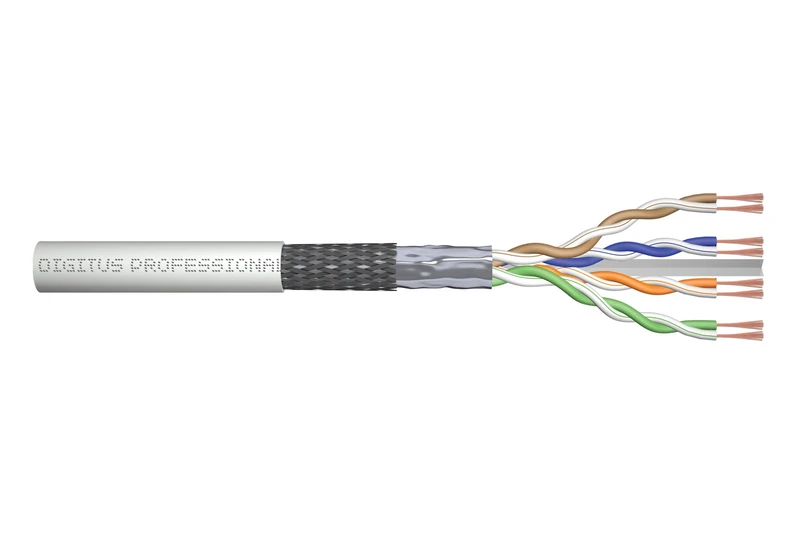 DIGITUS Raw patch cable Cat-6 - Unassembled by the metre - 100 m - SF-UTP network cable - LSZH - AWG 26/7 - Grey