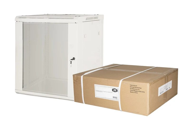LINK Rack Cabinet 19 Inches 9 Units to 500 x (W) 600 x (D) 450 Grey Units with Glass Door