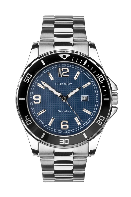 Sekonda Tasman 44mm Mens Analogue Dive Quartz Watch Date Window Fixed Bezel 50m Water Resistant - Image 1