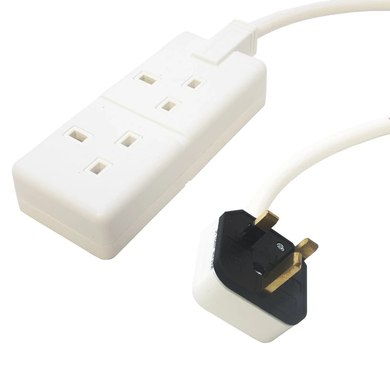 2 Gang White 13amp Professional Trailing Socket Extension Lead Mains Power (35m)