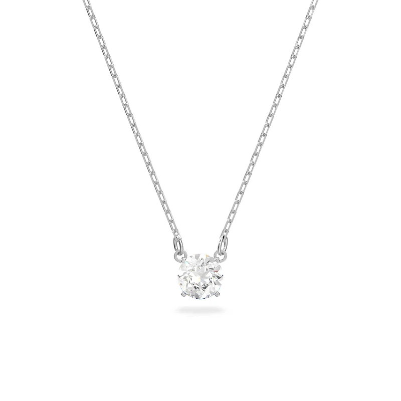 Swarovski Attract Imber Pendant necklace, Round, White, Rhodium plated