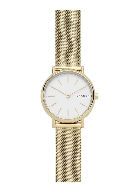 Skagen Watch for Women Signatur Lille, Two Hand Movement, 30 mm Gold Stainless Steel Case with a Stainless Steel Mesh Strap, SKW2693