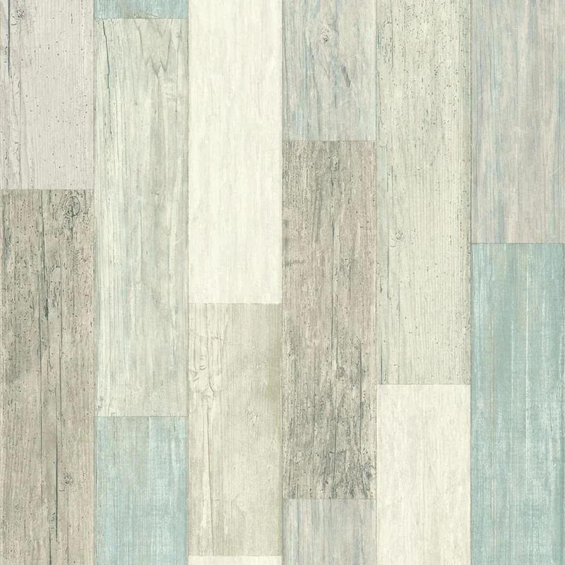 RoomMates RMK10840WP Coastal Weathered Plank Blue and Tan Peel and Stick Wallpaper 20.5" x 16.5 feet