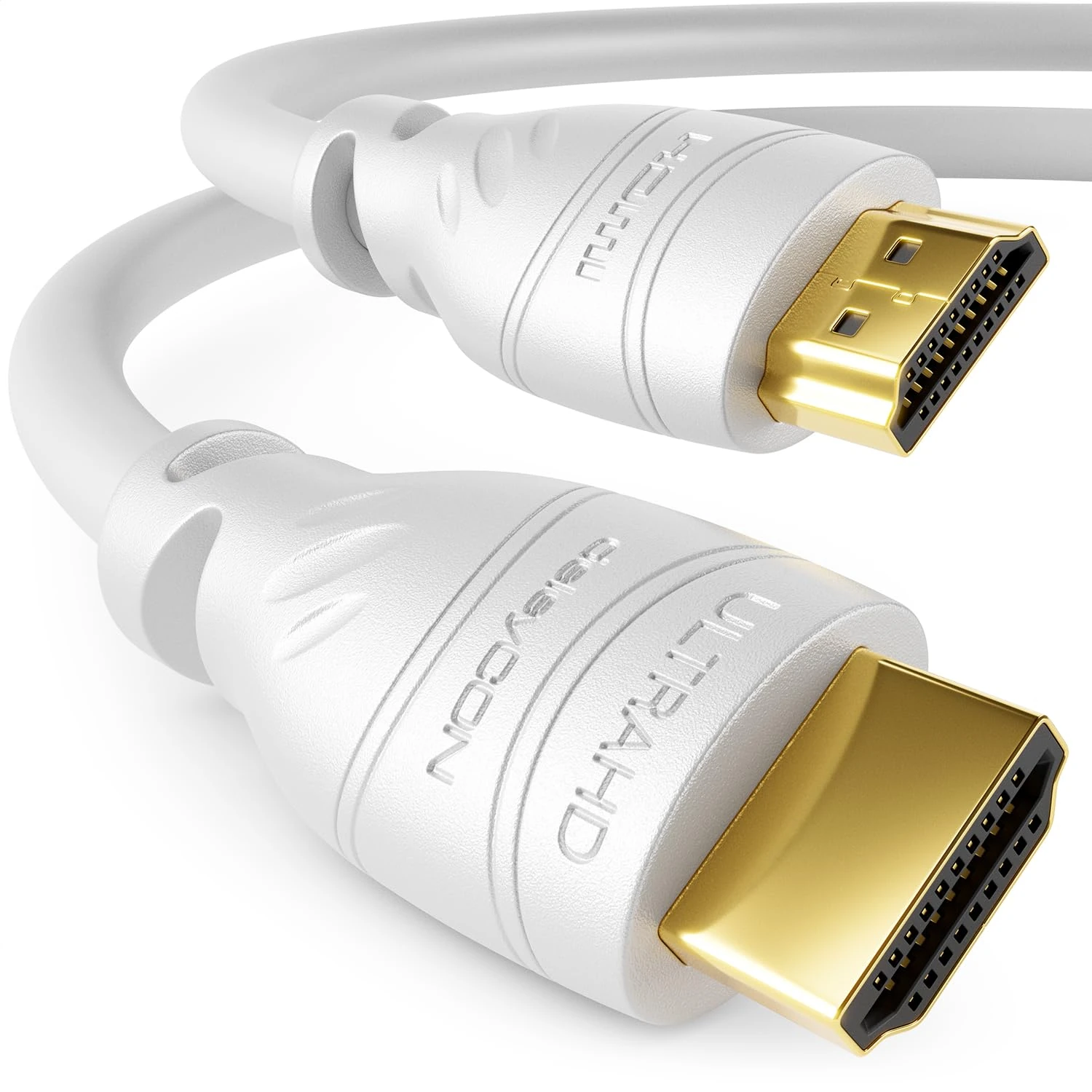 deleyCON 4m (13.12 ft.) HDMI Cable 2.0a/b - High Speed with Ethernet - UHD 2160p 4K@60Hz 4:4:4 HDR HDCP 2.2 ARC CEC Ethernet 18Gbps 3D Full HD 1080p Dolby - White