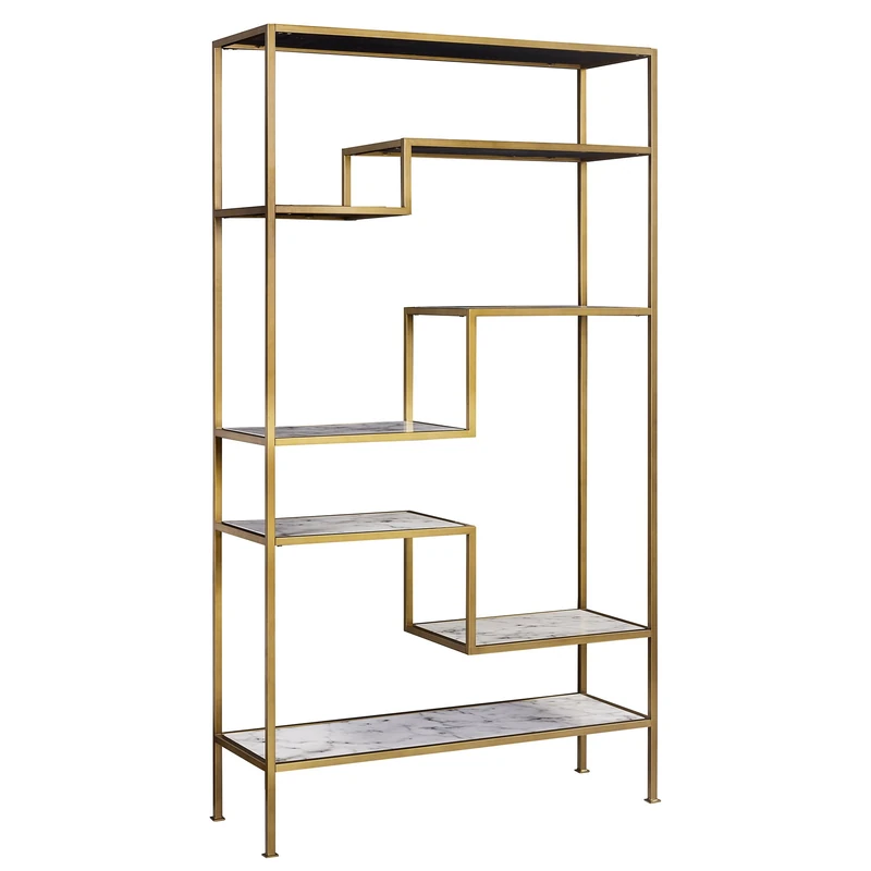 VERSANORA Teamson Home Marmo Wooden Bookcase Book Shelf Storage Unit Marble VNF-00035
