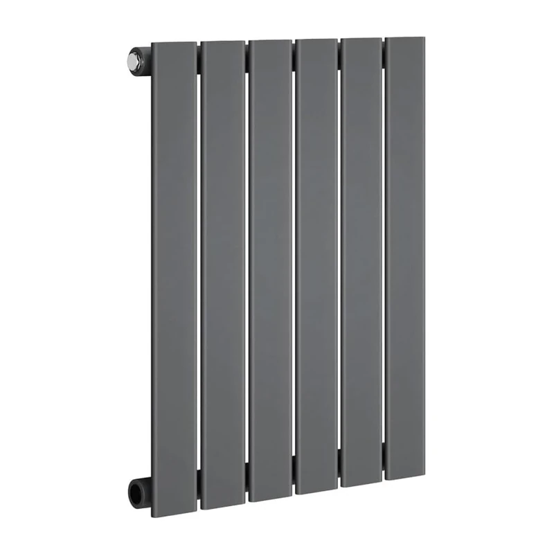 iBathUK Apex Wall Mounted Horizontal Single Slim Flat Panel Designer Radiator, Steel Central Heating Panel Heater, Bottom Feed, Bathroom & Living Room Radiator in Matt Anthracite, 600 x 456mm