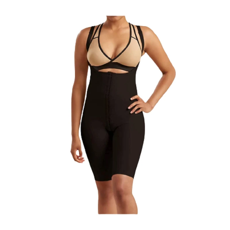 Marena Recovery Knee-Length Post Surgical Compression Girdle with High-Back Black