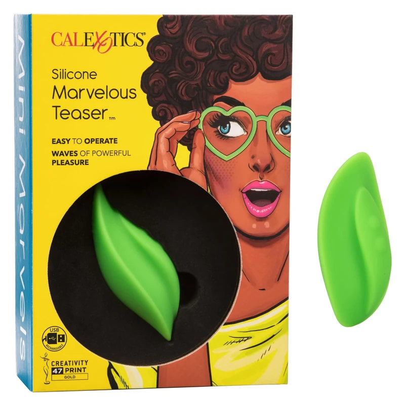 Mini Marvels Silicone Marvelous Rechargeable Teaser 10 Function Waterproof, Green, u