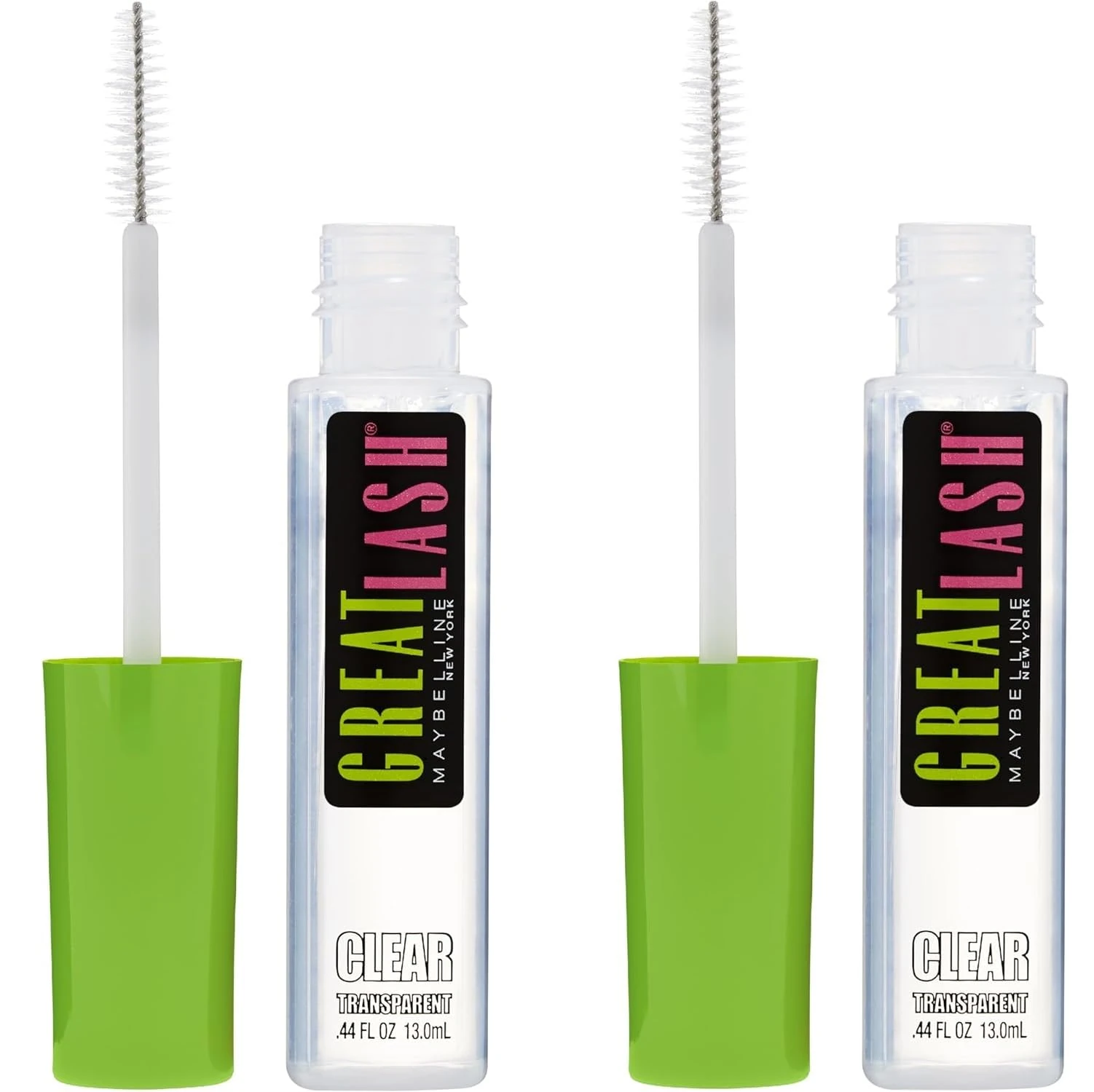 Maybelline New York Great Lash Mask Set of 2 Washable Black Plus Black Transparent (Pack of 2)