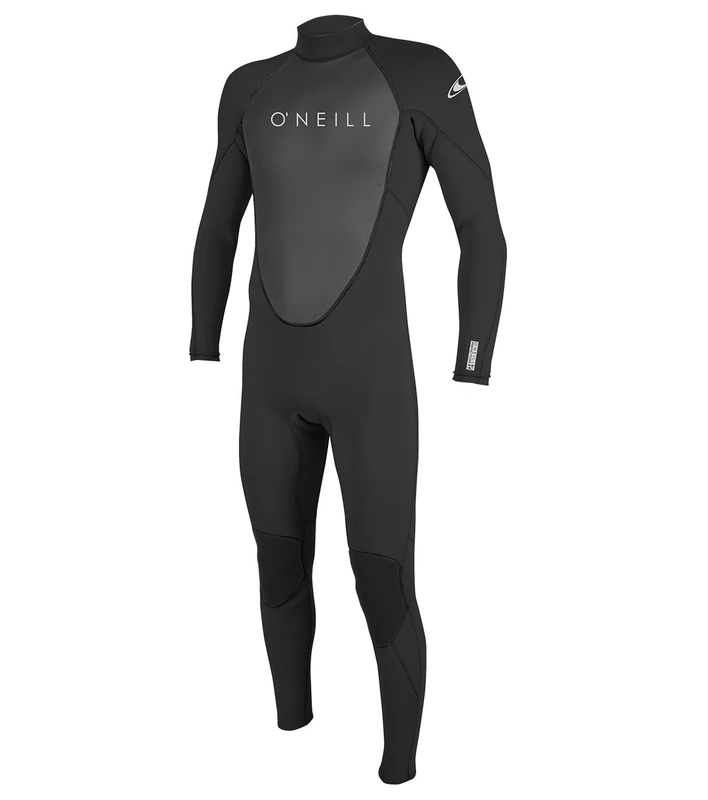 O'Neill Wetsuits Men's Reactor-2 3/2mm Neoprene Back Zip Full Wetsuit, Black/Black, L