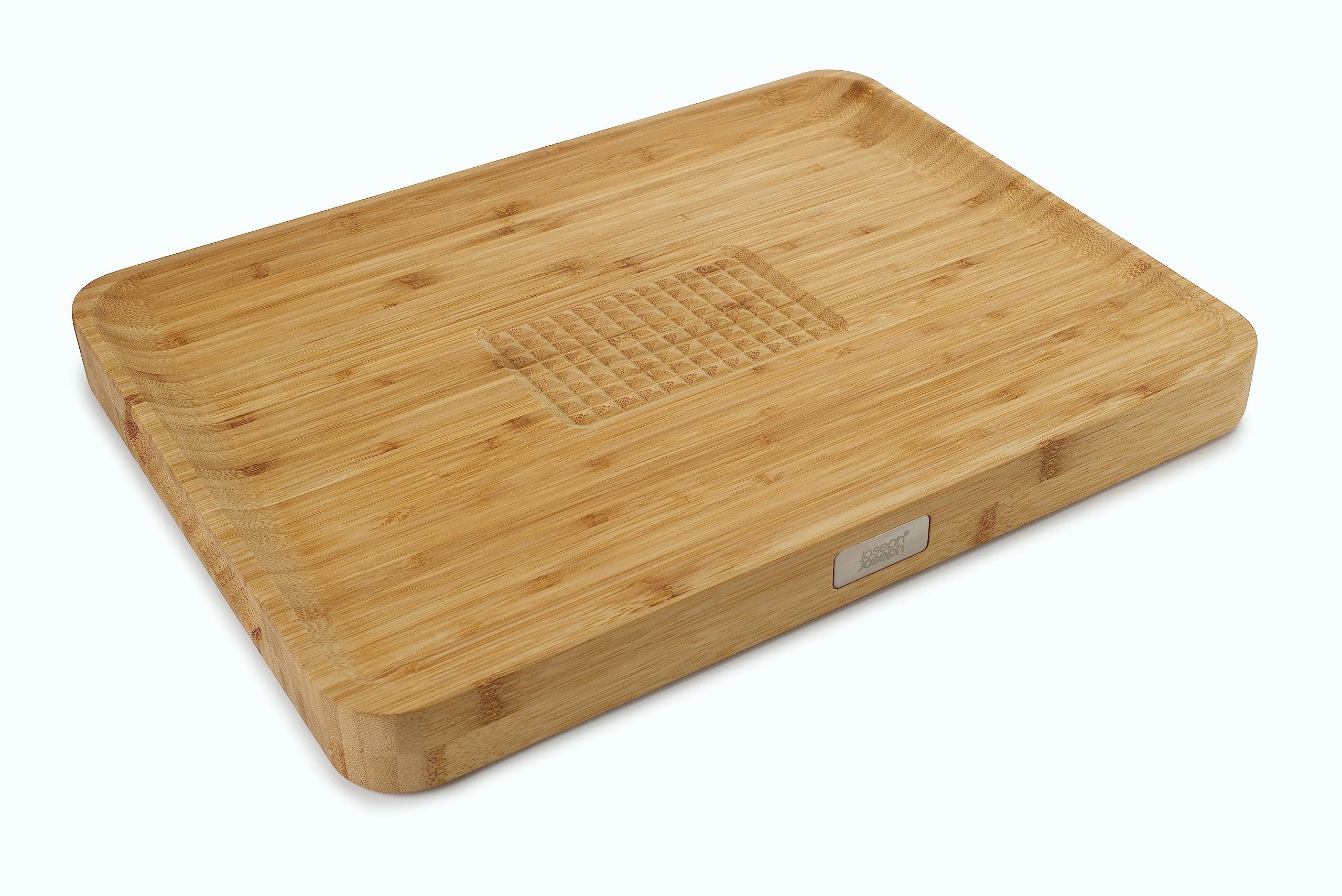Joseph Joseph Cut & Carve Non-Slip, Multi-Function, Double-Sided Chopping Board for Food Preparation and Carving, Bamboo wood, Large