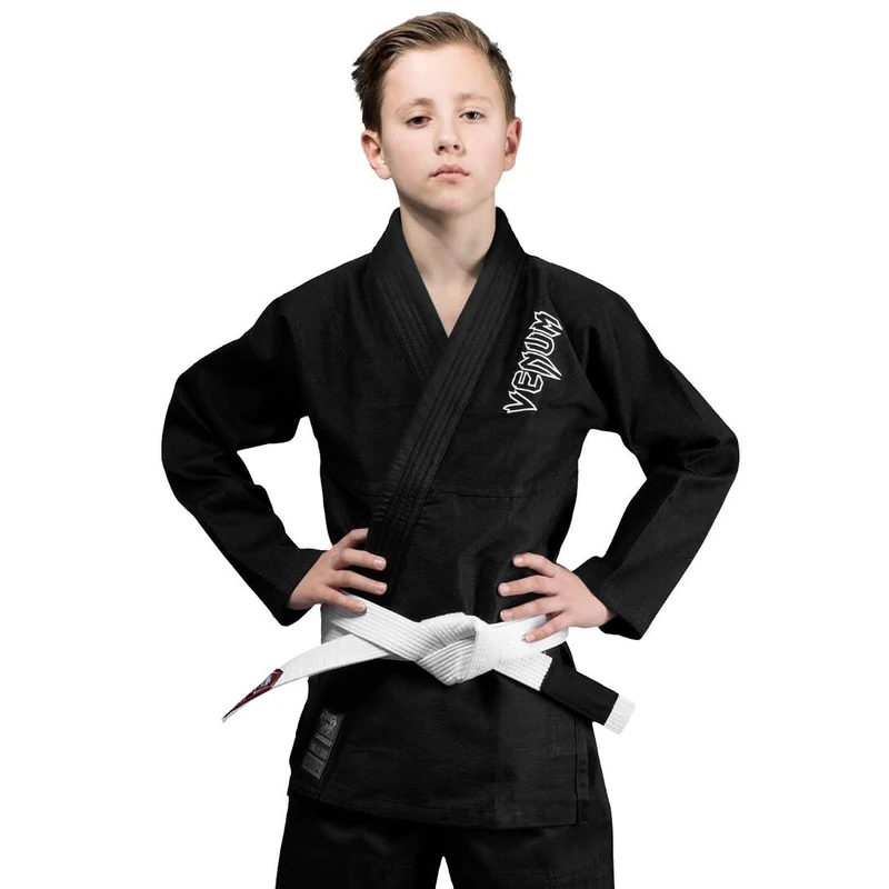 Venum, Contender Kids BJJ Gi (Free white belt included), Unisex Kids, C1, Black