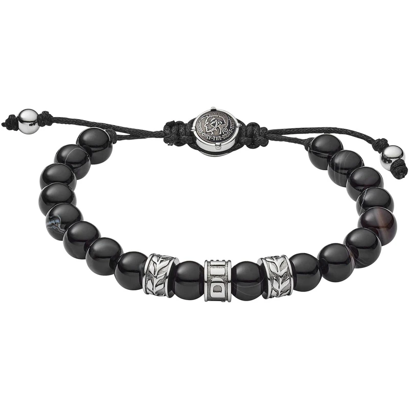 Diesel Bracelet for Men Beads, 16.5 cm-25 cm black Semi-Precious Bracelet, DX1101040