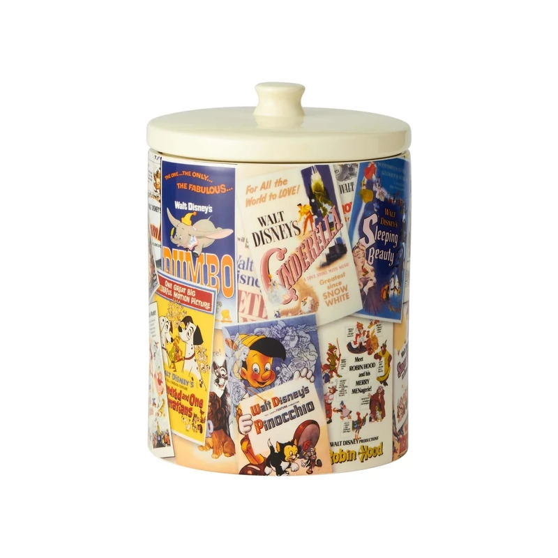 Enesco Ceramics Classic Disney Film Posters Cookie Jar Canister, 9.25 Inch, Multicolor