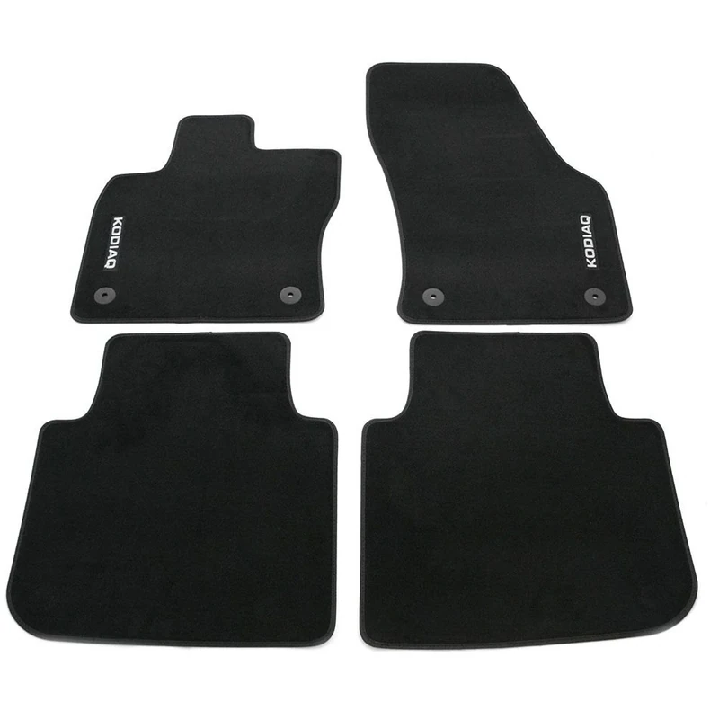 Skoda 566061270 Prestige Textile Floor Mats 4 x Fabric Mats Premium Velour with Kodiaq Lettering, Black