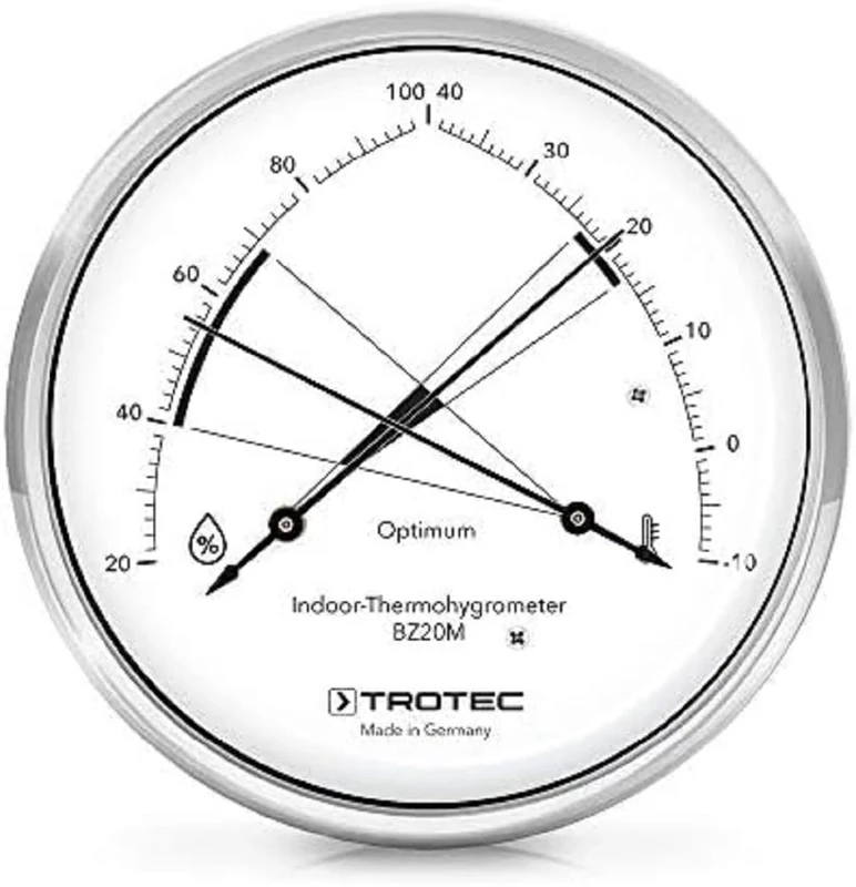 TROTEC BZ20M Thermohygrometer Hygrometer Thermometer Measuring Range -10°C to 40°C / 20% to 100% Measurement of Relative Humidity and Air Temperature Easy to Read and Interpretation