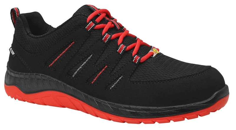 Elten F93792 729561 S3 Maddox Low ESD Low Shoe, Black/Red, 9 UK (43 EU)