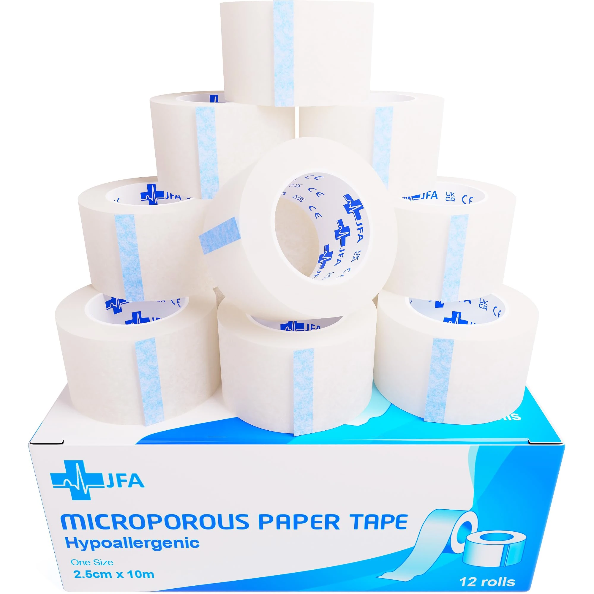 JFA Medical Microporous Surgical Tape First Aid Medical Tape 2.5cm x 10m - Pack of 12 Rolls