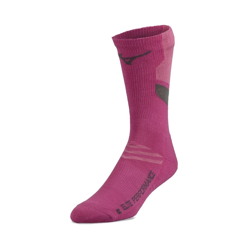 Mizuno Women's Volleyball Runbird Crew Socks, Shocking Pink, M (Pack of 2)