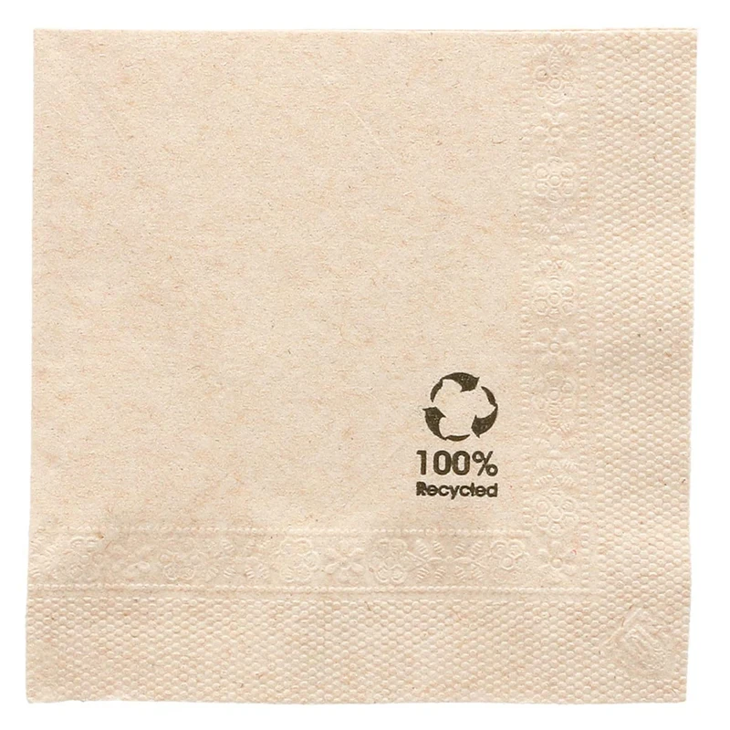 Napkins Ecolabel 2 Ply 18 Gsm 20X20 Cm Natural Recycled Tissu - 4800 Units