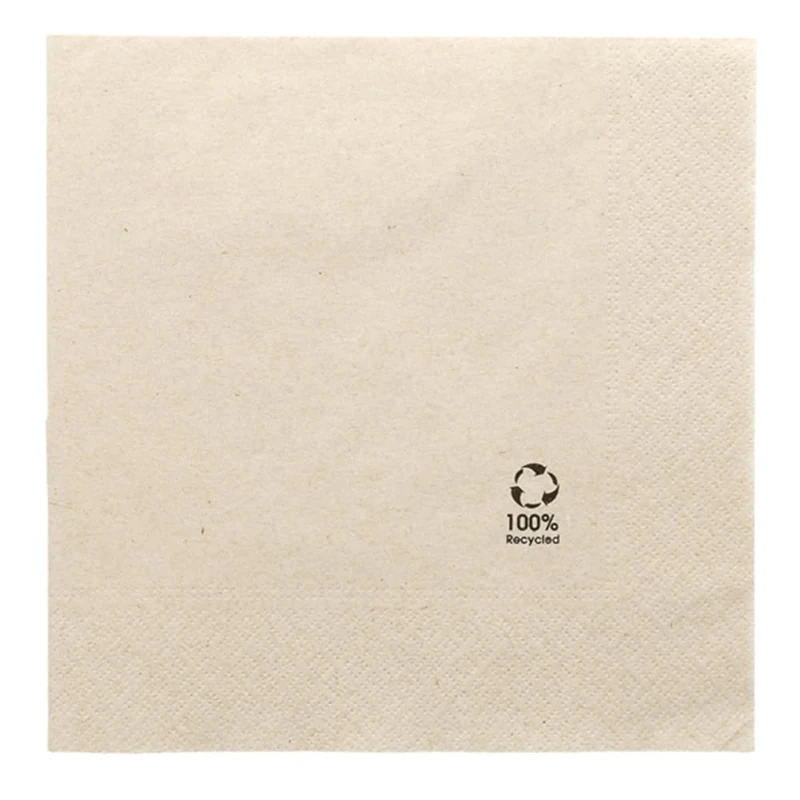 Napkins 2 Ply Ecolabel 18 Gsm 40X40 Cm Natural Recycled Tissu - 1600 Units