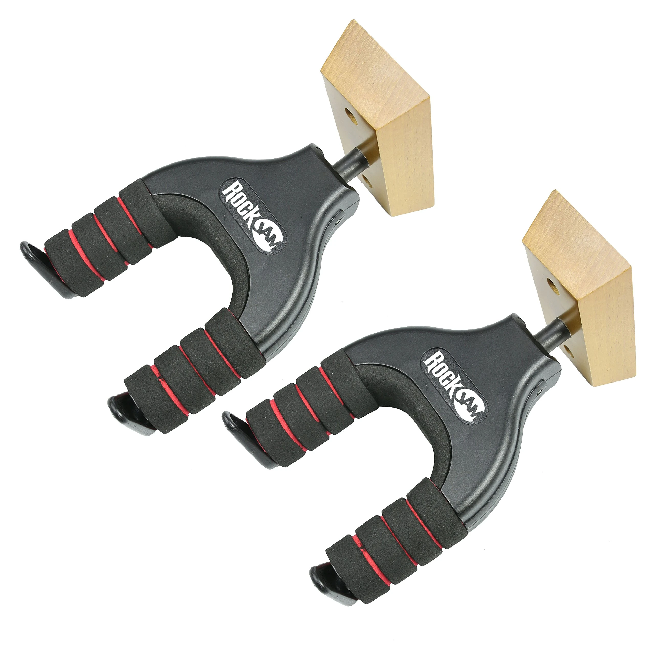 Rockjam Wall Mountable Universal Guitar Hanger with Padded Arms - Twin Pack