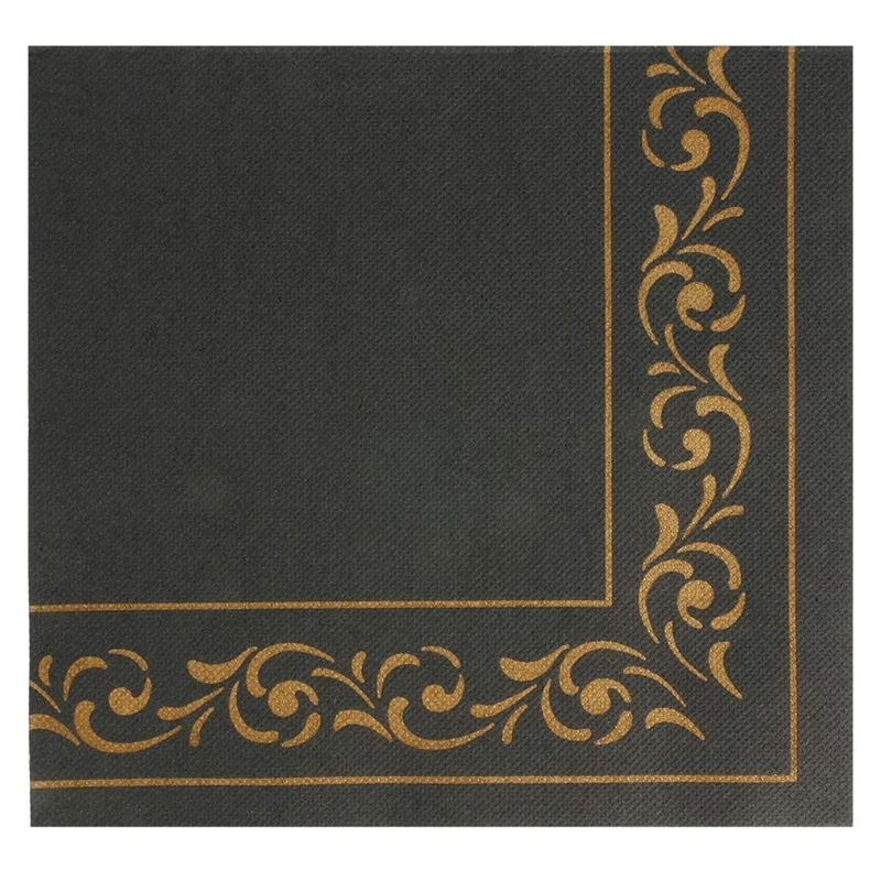 "Double Point" Napkins Ecolabel "Troya" 18 Gsm 40X40 Cm Black Tissue - 1200 Units